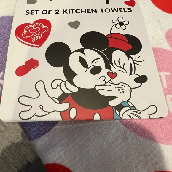 Disney Mickey & Minnie Valentine Conversation Hearts Kitchen Towels-Set of 2 NWT - Picture 3 of 3